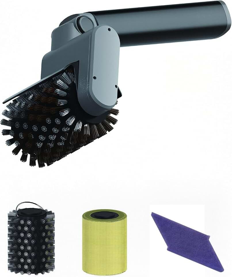 Rechargeable Rotary Electric Grill Brush - 3-in-1 Cleaning & Polishing Heads, Vertically Adjustable Angle, 150-Min Runtime, 304 Stainless Steel Bristles, Universal Fit for Most Grills