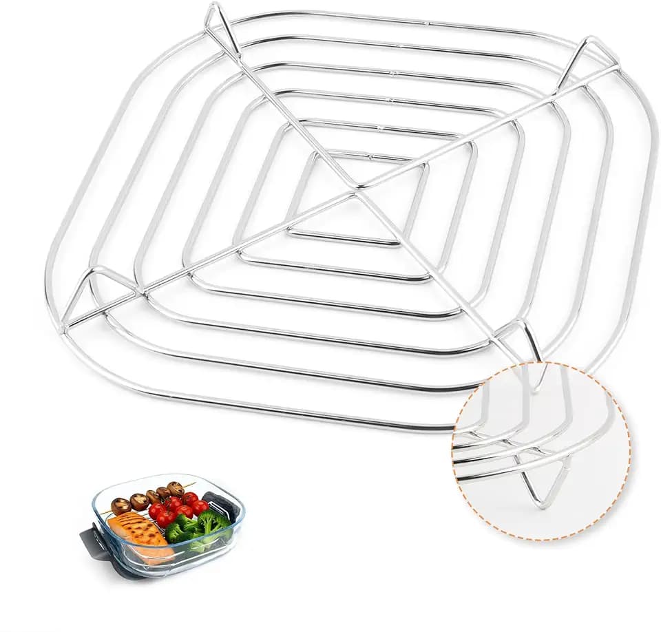 Crisper Rack for Ninja Crispi Air Fryer FN101 Replacement Part for Ninja Crispi Air Fryer 2.5Qt and 4QT Crisper Rack Glass Container Stainless SUS304 Steel Silver