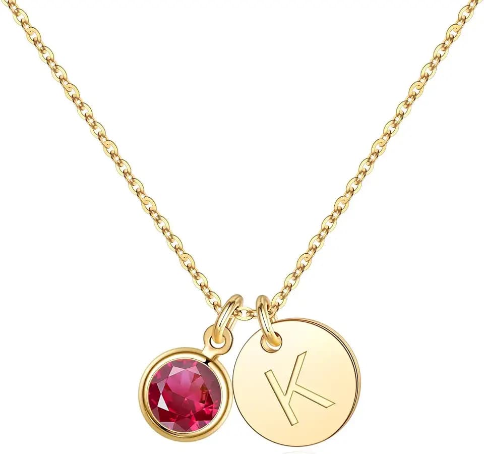 Hidepoo Initial Birthstone Necklace for Girls Women - Personalized Gifts