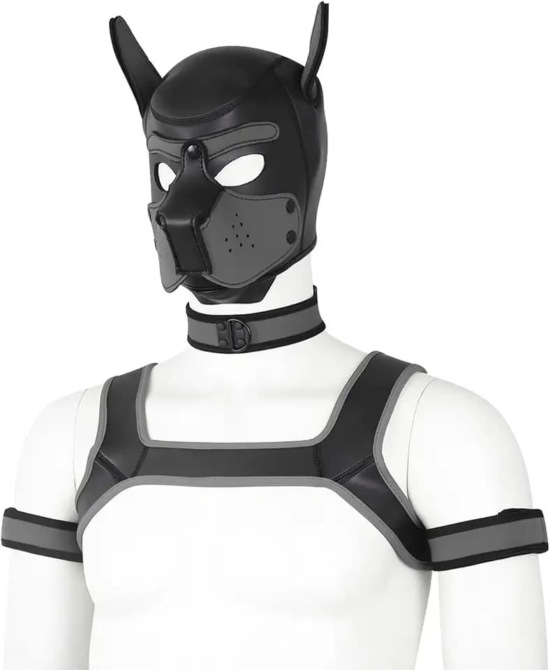 Adults Pup Hood Neoprene Dog Head Mask Set for Cosplay and Rolepla