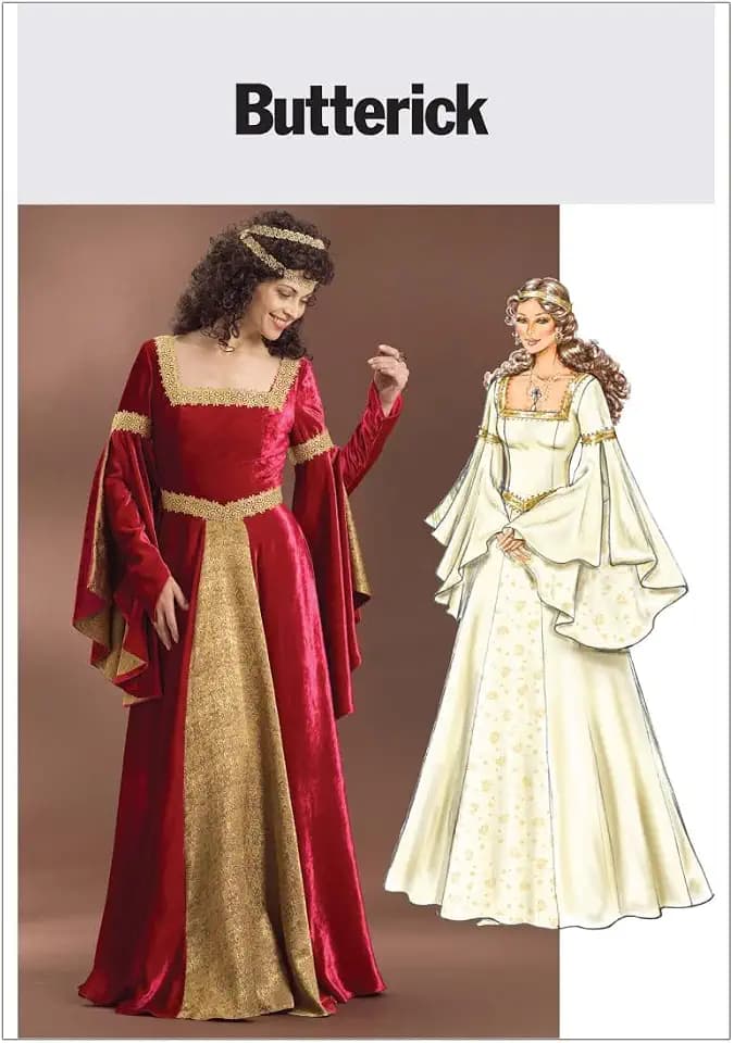 Butterick Patterns Women's Medieval Dress Renaissance Fair Costume Sewing Pattern, Multi-Colour, Sizes 14-20
