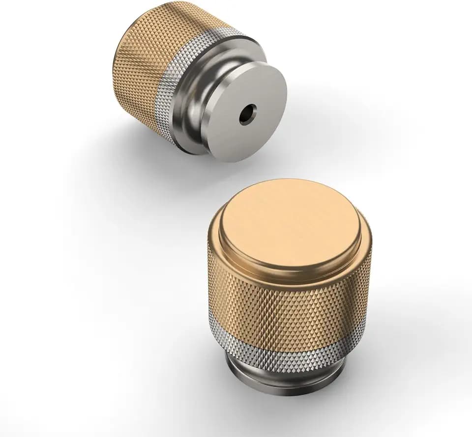 Amerdeco 10 Pack Champagne Bronze Satin Nickel Knurled Cabinet Knobs Kitchen Cabinet Pulls for Drawer Dresser, Cupboard and Wardrobe ZH040