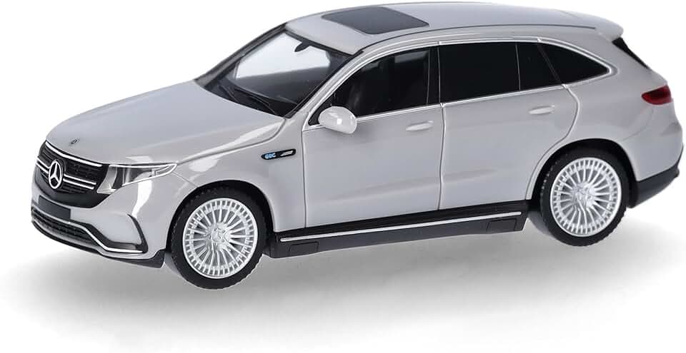 Herpa Modellauto Mercedes-Benz EQC AMG, signalgrau, Miniatur im Maßstab 1:87, Sammlerstück, Made in Germany, Modell aus Kunststoff