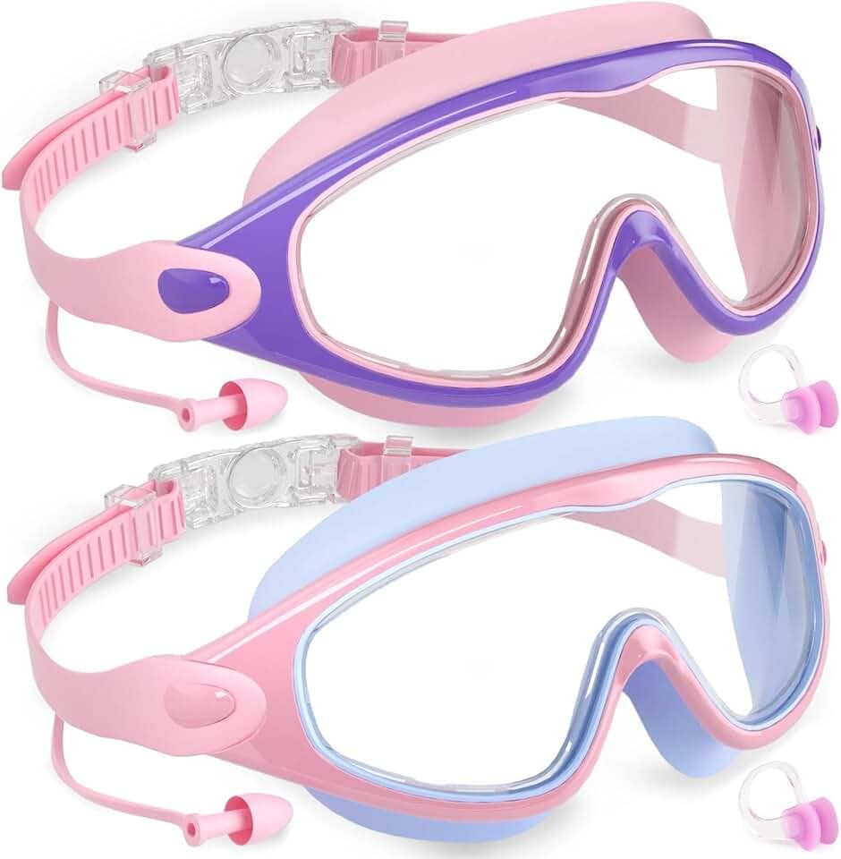 COOLOO Schwimmbrille Kinder für 3-15 Jahre, 2 Stück Taucherbrille Kinder