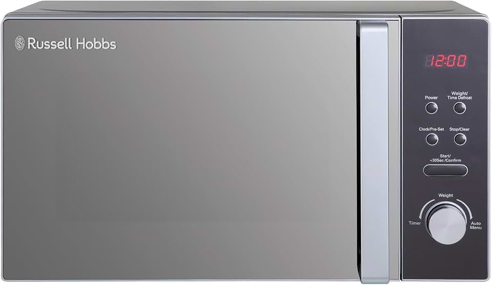 Russell Hobbs RHM2076S Freistehende kompakte Mikrowelle, 800 W, 20 L, Silberfarben