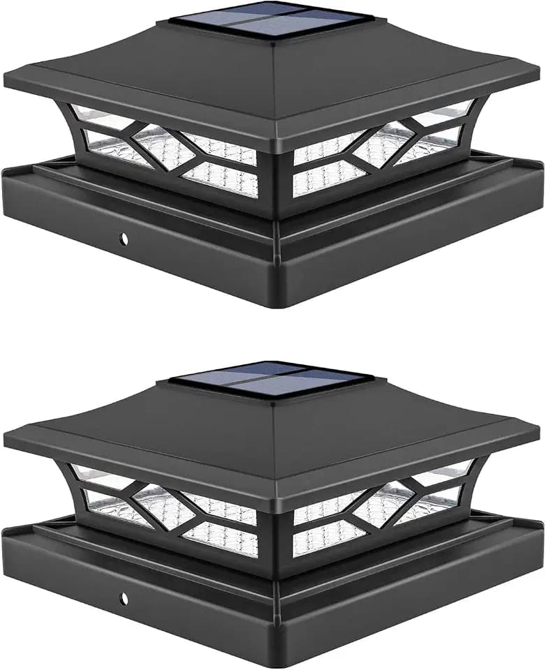 VOLISUN 2Pack Solar Post Cap Lights, 2 Color Modes Deck Lights, Black