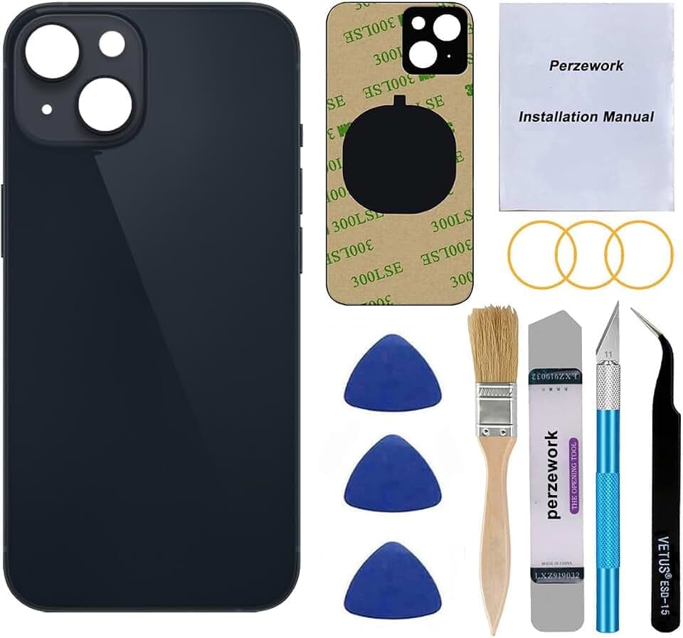 OEM Rear Back Glass Replacement Compatible with iPhone 14 Plus 6.7-inches with Reparing Tool Kit (Midnight Black)