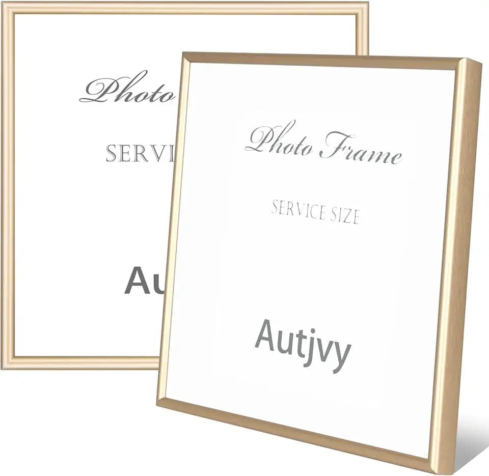 4x4 Picture Frame 2-Pack Brass Thin Metal HD Glass Wall/Table