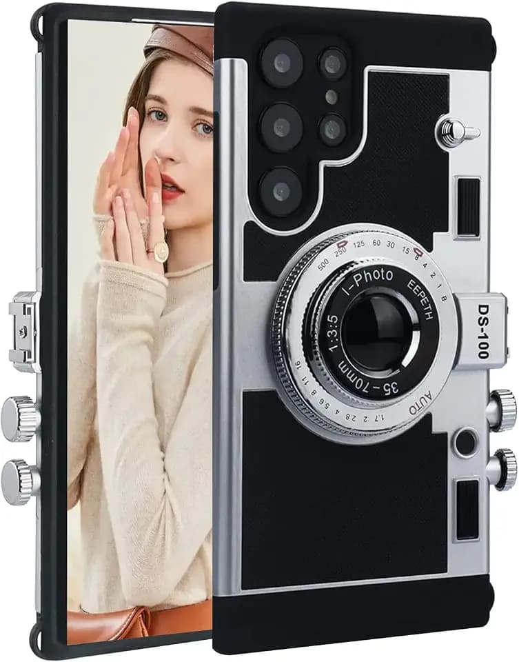 Emily in Paris Phone Case for Samsung Galaxy S24,Camera Phone Case Phone Lanyard 3D Cute Unique Cool Soft Silicone Case Compatible with Samsung Galaxy S24 Girls Women Black