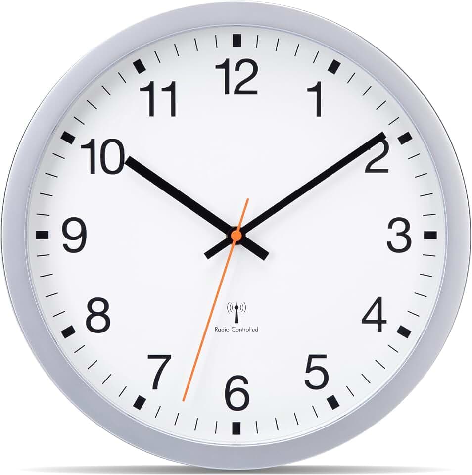 VIVILINEN Funkuhr Wand Lautlos Wanduhr Ohne Tickgeräusche, Breitem Rahmen