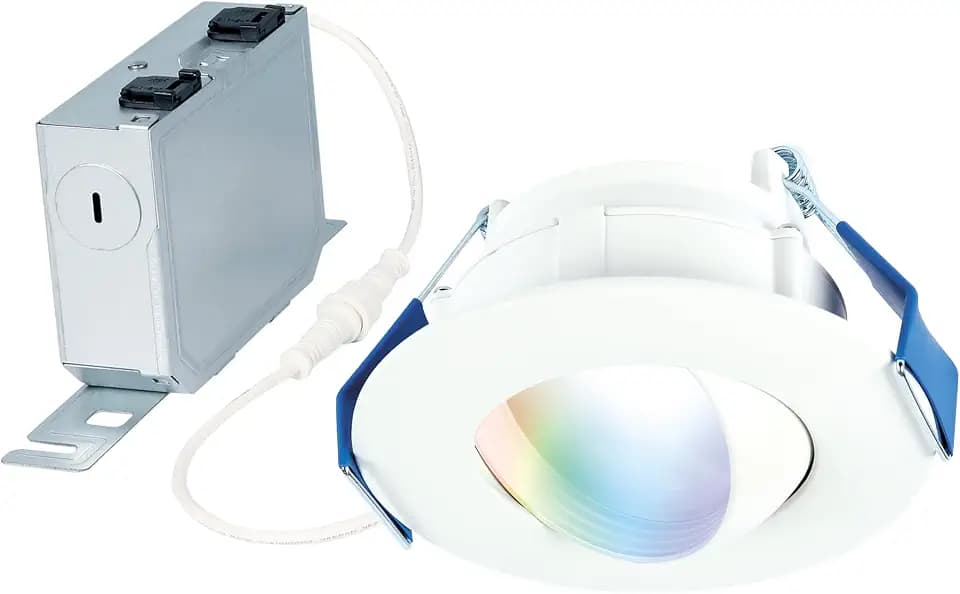 HALO 4 in Smart Wi-Fi Canless LED Recessed Downlight Connected by WiZ Pro with Adjustable Gimbal, Dimmable Full Color Changing, SpaceSense Motion Detection, Smart Home Compatible - RAWZC409