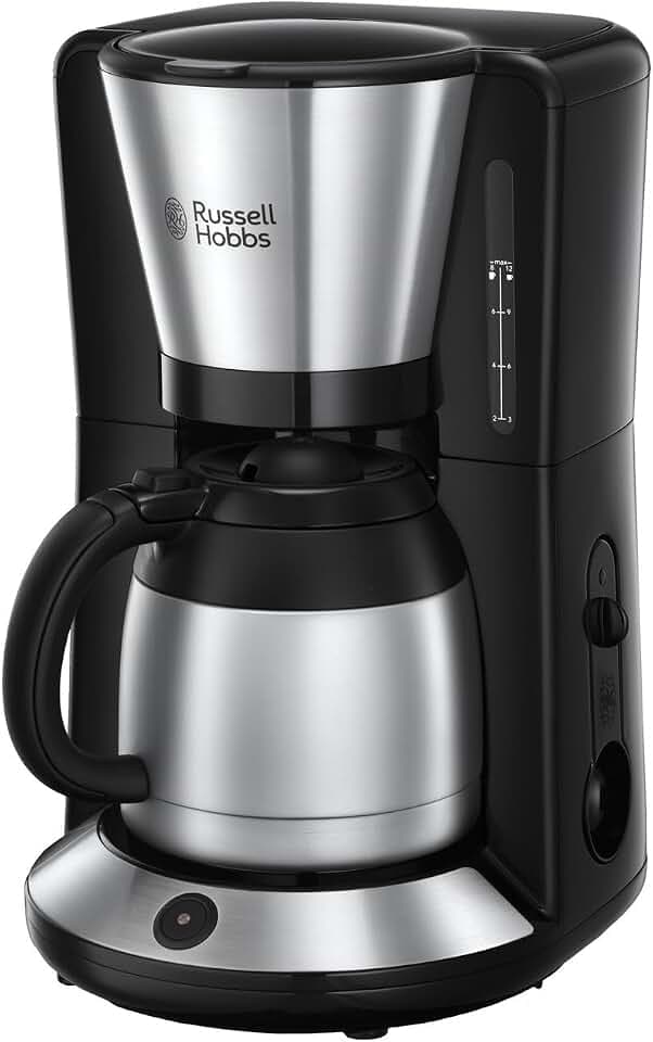 Russell Hobbs Kaffeemaschine [Brausekopf für optimale Extraktion&Aroma] Adventure (1 bis 8 Tassen, 1,0l Thermokanne, Abschaltautomatik, Tropf-Stopp, 1100W) Filterkaffeemaschine 24020-56