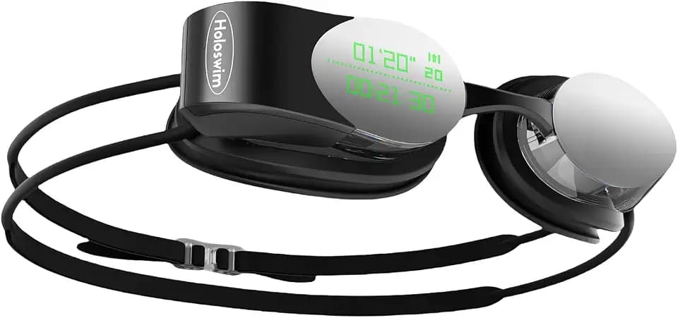 Holoswim 2S Smart Swim Goggles, Digital Real-time Data Display Smart AR Goggles with AI Data Analysis APP, No Subscription, TÜV Anti-Fog Lens, IP68 Waterproof Smart glasses for Pool & Open Water