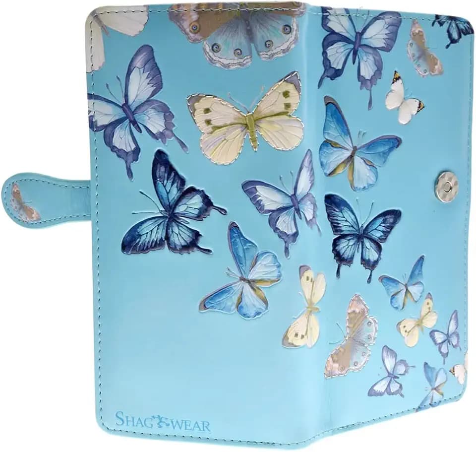 Shag Wear Butterfly Large Wallet 7" Blue