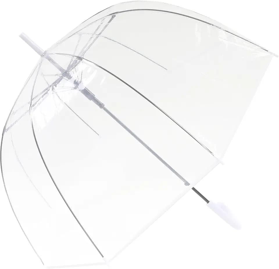 ThreeH Clear Bubble Regenschirm Gebogener Griff Stabile transparente Kunststoffkuppel 8 Rippen Auto Open Stick Regenschirm