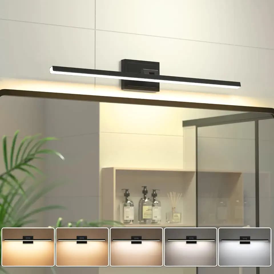 VOLISUN Modern Bathroom Vanity Light 31.5 inch, Rotatable, 18W Dimmable 5CCT Led Bathroom Light Fixture Over Mirror, Black Bar Vanity Light for Bathroom Mirror Cabinets-ETL Certificated