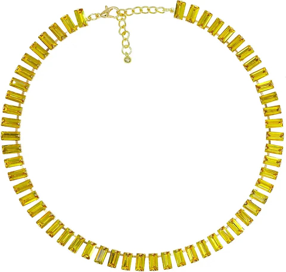 We We Crystal Rhinestone Choker Collar Necklace for Women Emerald Statement Piece Sparkly Colorful Crystal Neck Necklaces