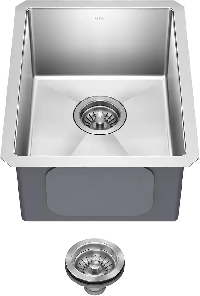 KRAUS Standart Pro 14 -inch Undermount Single Bowl 16 Gauge Stainless Steel Bar Kitchen Sink, KHU101-14