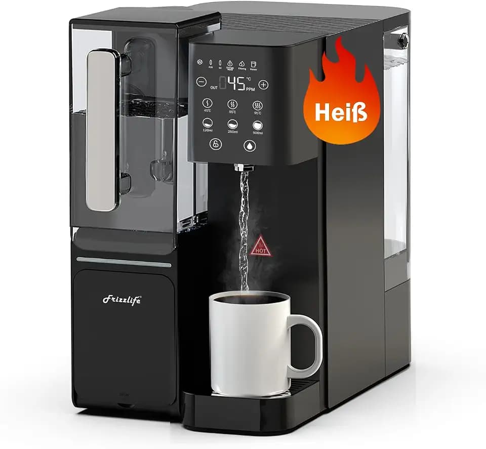 Frizzlife WB99-H Auftisch Umkehrosmoseanlage, Sofortiger-heiß Wasserspender, Alkalische Osmoseanlage Wasserfilter, 3.5:1 Rein zum Abfluss, NSF/ANSI 58 zertifizierte Elemente, Keine Installation