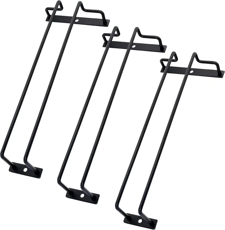 10.82-Inch Under Cabinet Wine Glass Rack Stemware Holder Glasses Storage Hanger Metal Organizer for Bar Kitchen Black