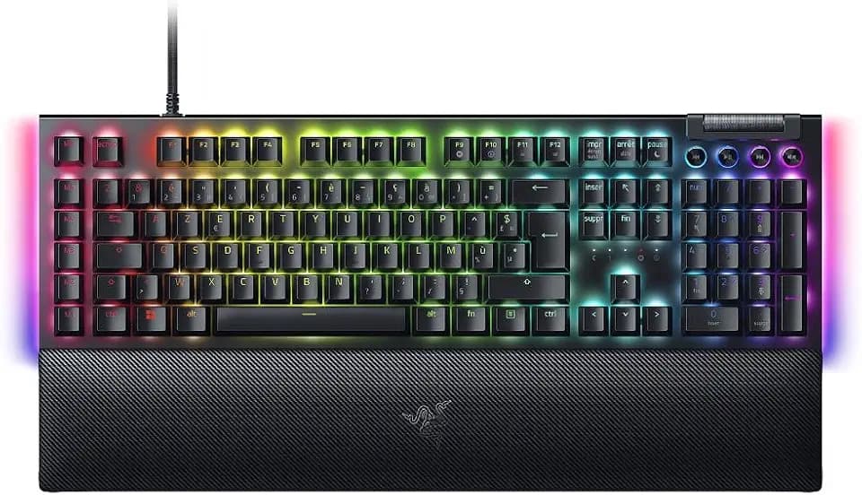Razer BlackWidow V4 Mechanische Gaming-Tastatur, Chroma RGB (mechanische Schalter, grün, 6 dedizierte Makro-Tasten, ABS-Tasten) FR-Layout | Schwarz