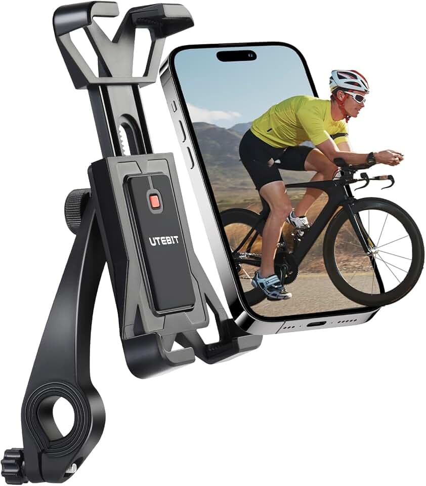 UTEBIT Handyhalterung Fahrrad, 360° Drehbar [1S Schnellspanner] Handyhalterung Motorrad Lenker Handy Halterung für E Scooter Silicone Stoßdämpfung Universal Fahrradhalterung für 4,7-7” Smartphone