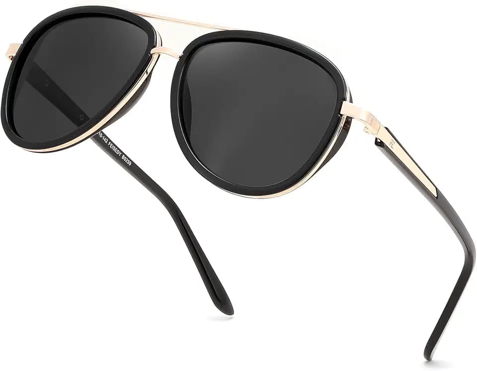 FEISEDY Retro Polarized Aviator Sunglasses for Women Men B0259