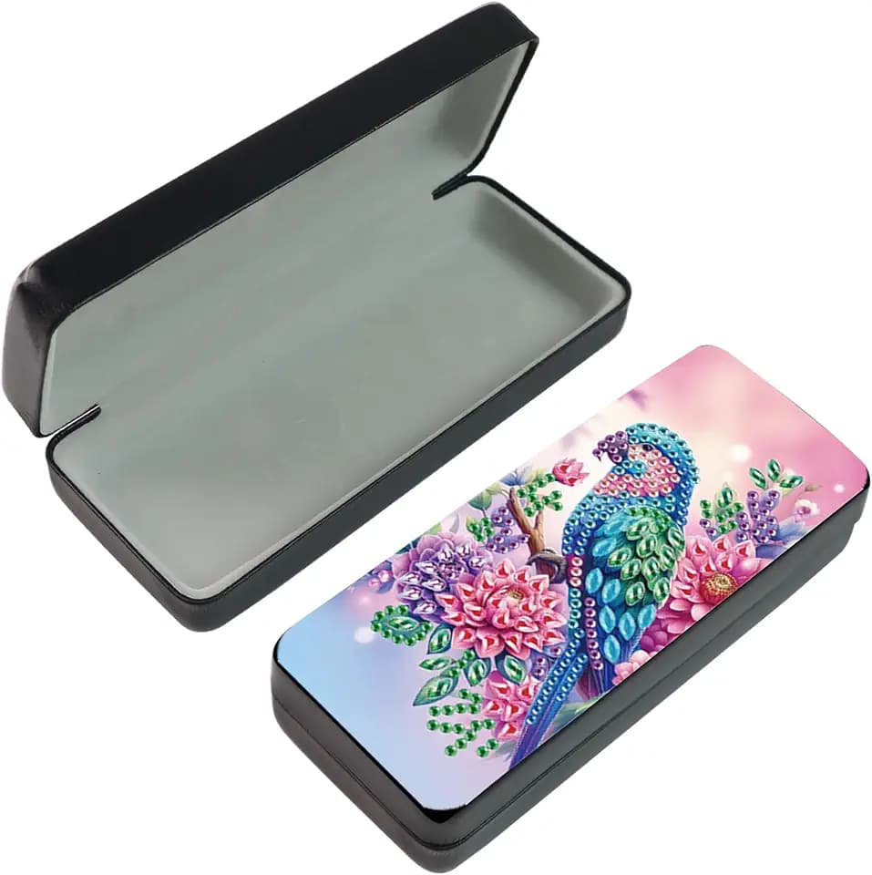 DCIDBEI Diamond Painting Brillenetui Damen Sonnenbrille Sonnenbrillen Diamant Painting Bilder Augenbox Brillenglas-Zubehör Damen Stabiles Sonnenbrillenfall Prägnant Aufbewahrungskiste Blumen Vögel