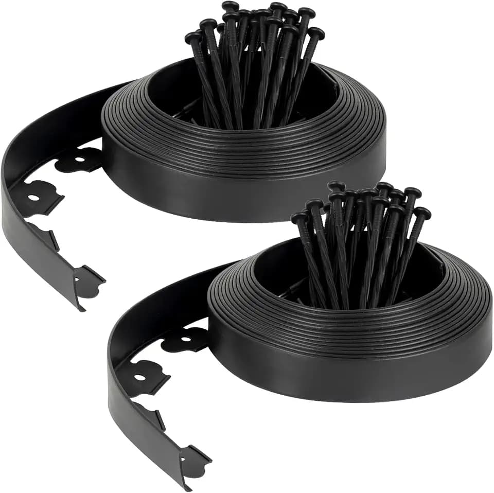 Velway Flexible Rasenkante Kunststoff, Schwarz, Länge 20m, Höhe 5cm