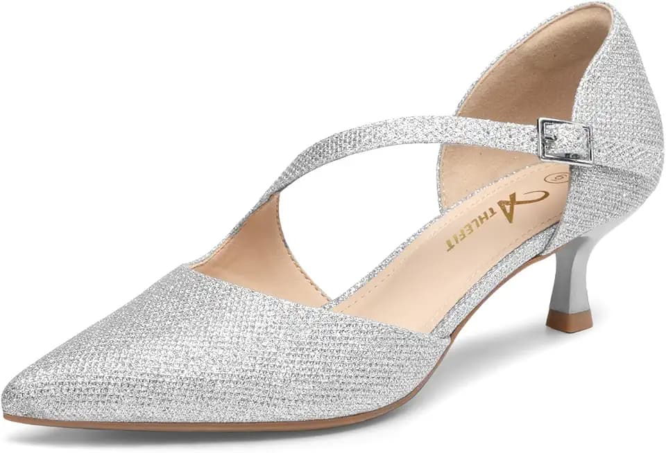 Athlefit Women's Low Kitten Heel Pumps Dress Shoes