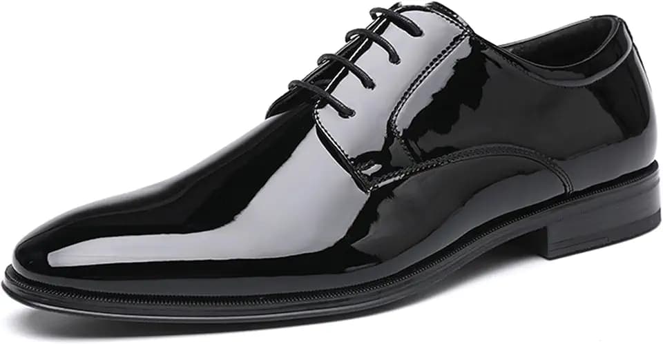 DECARSDZ Mens Classic Formal Oxford Lace-up Patent Leather Shoe for Men Wedding Suit Tuxedo Dress Shoes