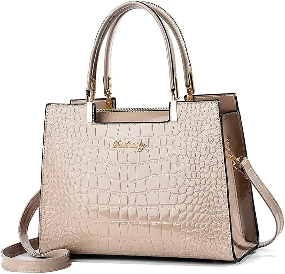 Women handbags Purse Shiny Patent Leather Crocodile Pattern Top Handle Handbag Satchel Bags Zipper Medium Tote Bag