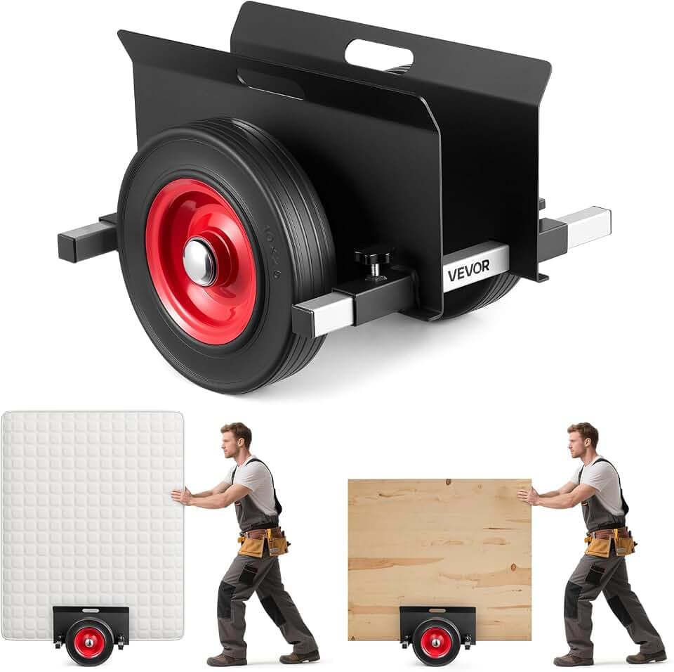 VEVOR Plattenwagen, 453,6 kg, Plattentransporter mit Gummirädern, Plattenroller, Transportwagen, Plattenkarre, Transporthilfe für Stahlplatten, Matratzen, Türen und Trockenbauplatten, Schwarz
