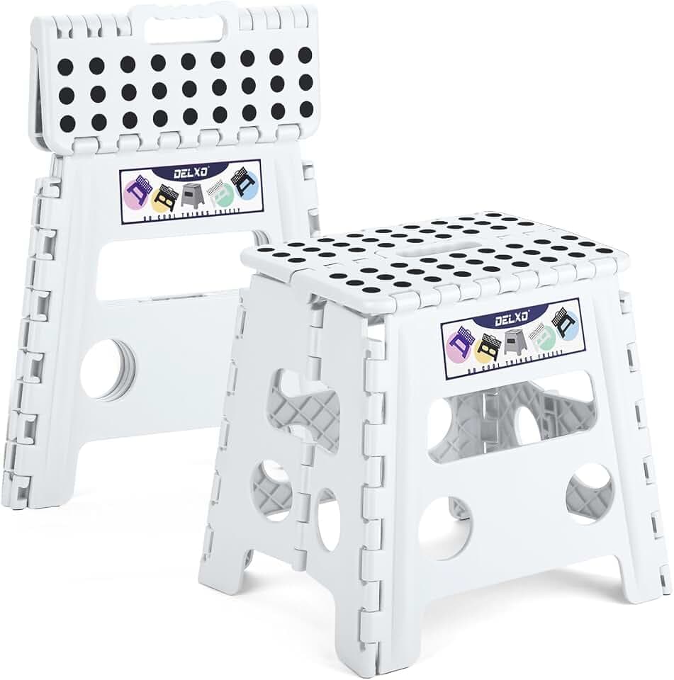 Delxo Folding Step Stool 13 inch 2 Pack,300 Lbs Step Stool for Kids&Adults