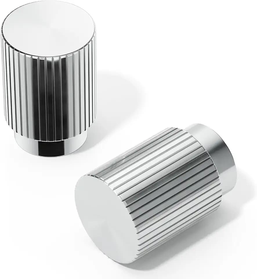 FURNIWARE 10 Stück Schrankknäufe Chrom, Möbelknöpfe Antik Silber, küchenknöpfe 20mm Rund, Türgriffe Küche Knauf Vintage, Türknauf mit Linienmuster, Kommode für Schränke Kleiderschrank