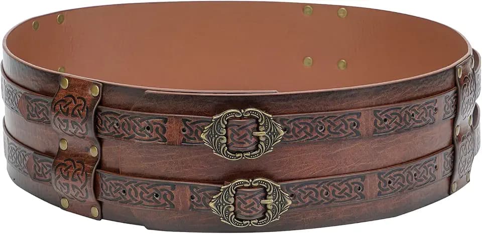 keland Mittelalter Gürtel Wikinger Breiter Taillengürtel Renaissance Zubehör für Halloween Cosplay Kostüm