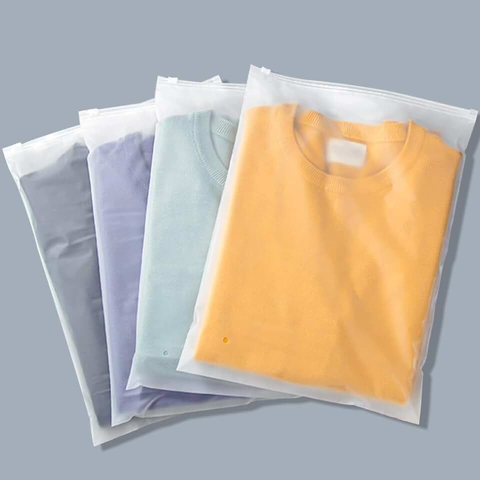 Clothes Packaging Bags for Shipping, 200 Count 10x13 inch Frosted Zipper Plastic Bags for Clothing, Clear Plastic Apparel Bag for Packaging T-Shirt, Shirt, Document, 3 Mil, with Vent Holes