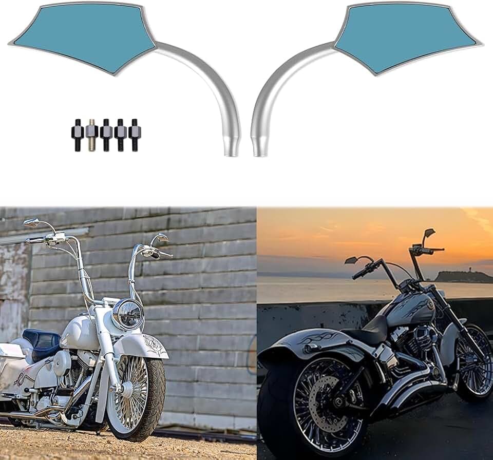 Chrom Motorrad Spiegel 10 mm 8 mm Rückspiegel motorrad für Road King Street Glide Softail Electra Glide Road Glide Dyna Softail 1982-2018 2019 2020 2021.
