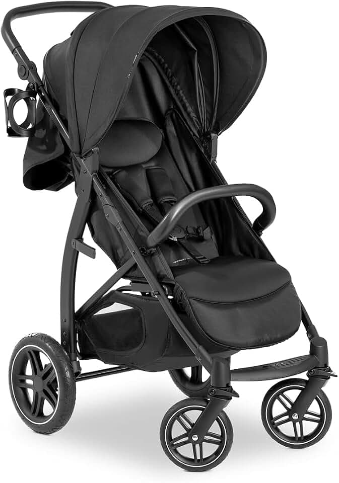 hauck Rapid 4D, Schwarz - Kinderbuggy mit Liegefunktion ab Geburt bis 22 kg - UV Schutz 50+ - Klein Zusammenklappbar - Höhenverstellbarer Schieber mit Getränkehalter - Pannensichere Gummi Räder