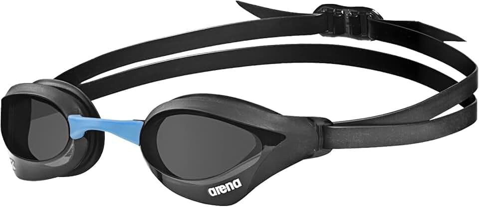 arena Cobra Core Swipe Unisex-Wettkampfbrille für Erwachsene, Schwimmbrille mit Gebogenen Gläsern, Anti-Beschlag, UV-Schutz, 5 Austauschbare Nasenstege