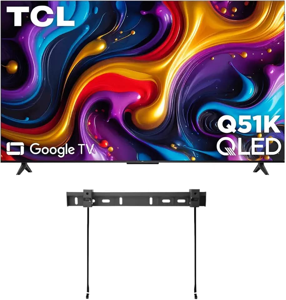 TCL 50" Q51K Q Series Q-LED 4K UHD HDR+ with Google TV Dolby Atmos + DTS Virtual:X, Motion Rate 240, AIPQ Processor, Auto Game Mode, Bluetooth + Free Wall Mount (2025) (Renewed)
