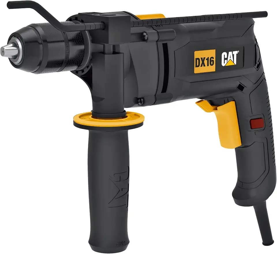 CAT DX16 Schlagbohrmaschine, 13 mm, 850W, 3000 U/min Drehzahl, 48.000 bpm Schlagzahl, variable Drehzahlregelung, (inkl. Tiefenanschlag & Zusatzhandgriff)