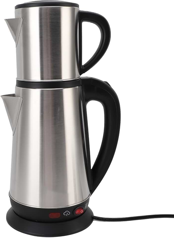 Elektrischer Türkischer Wasserkocher -Set 1L und 2L Edelstahl Schwarz und Kräutertee -Hersteller Doppelkessel Türkische Teekanne für Zuhause (EU -Stecker 220 V)