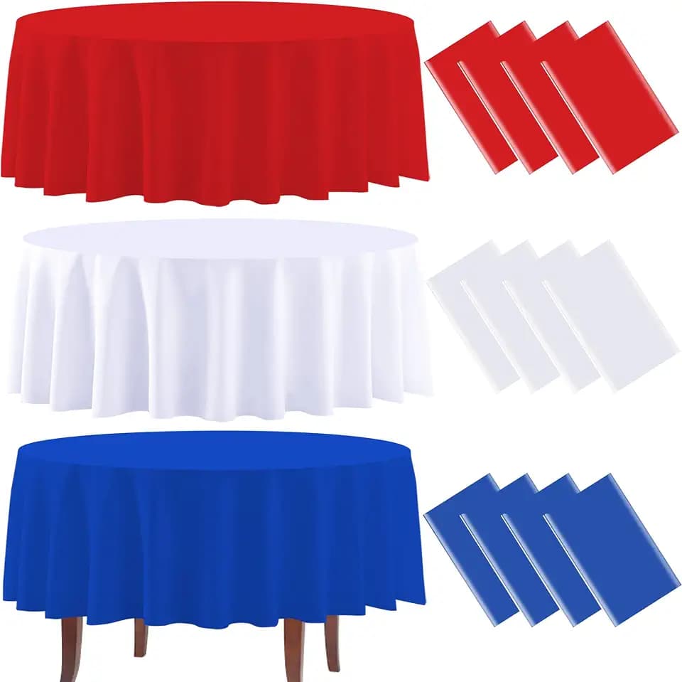 12 Pack 4th of July Tablecloths, Red White and Blue Tablecloth