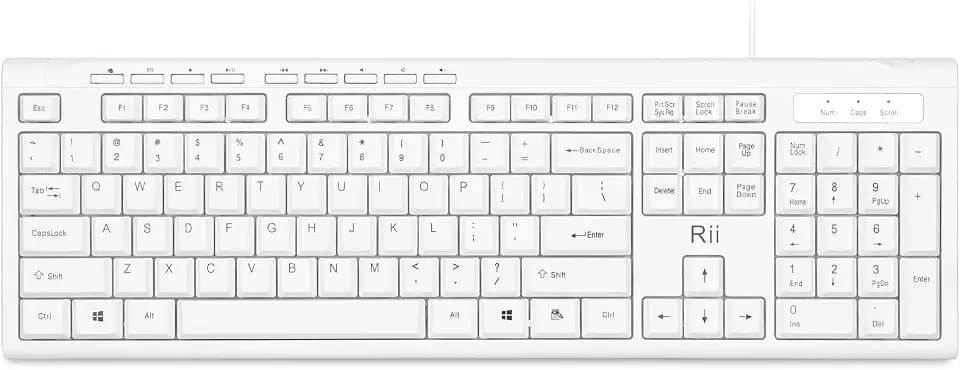 Rii RK907 Ultra-Slim Compact USB Wired Keyboard for MAC and PC-White