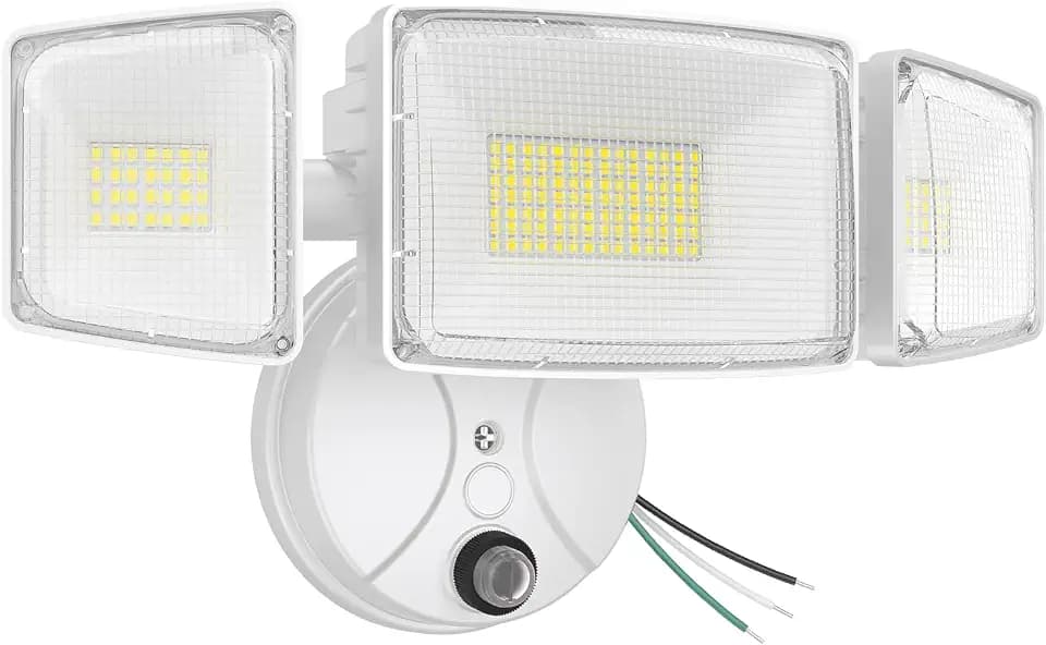 Onforu 100w Dusk to Dawn Outdoor Lighting,11000LM Led Outdoor Light from Dusk Till Dawn,Super Bright Flood Light,IP66 Waterproof Exterior Security White Light Fixture,3 Heads Photocell for Garage,Yard