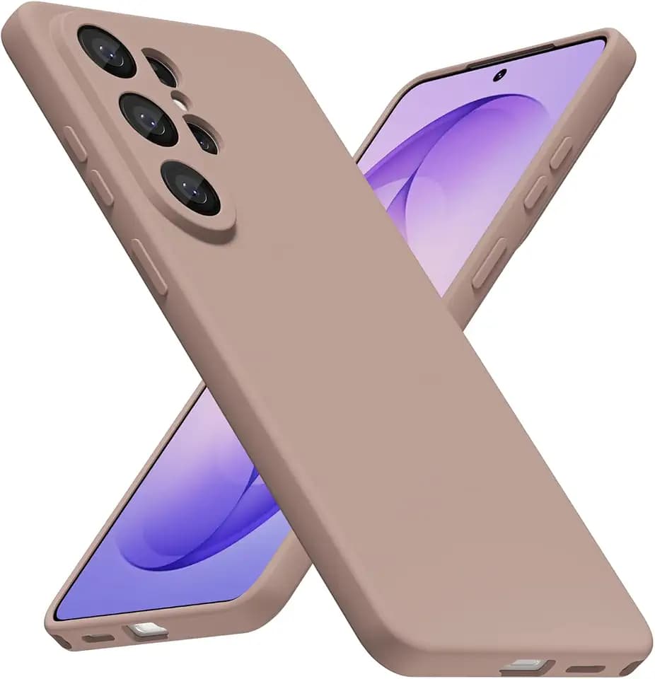 LoeoeL for Samsung Galaxy S26 Ultra Phone Case Silicone, Minimalist Ultra Thin Slim Soft Rubber Gel Solid Color Matte TPU Cute Case for Women, Girly Plain Aesthetic Design & Camera Cover, Brown Fall