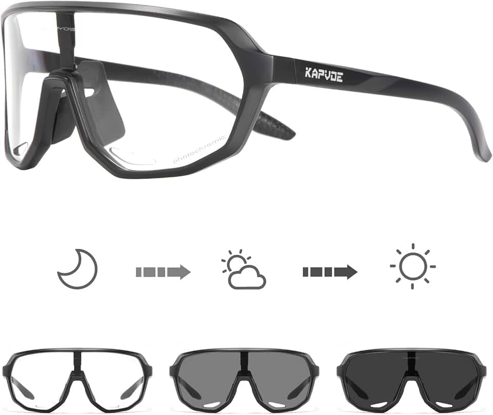 KAPVOE Photochromic Cycling Sunglasses UV400 TR90 Men Women K63
