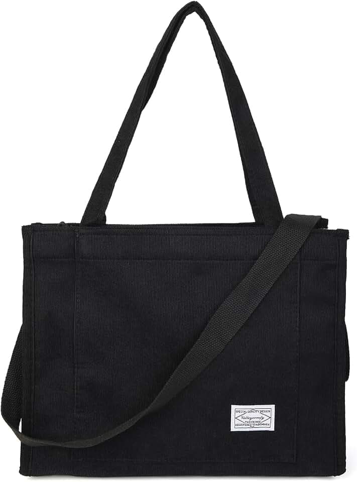 Valleycomfy Corduroy Tote Bag for Women Travel Crossbody Bag