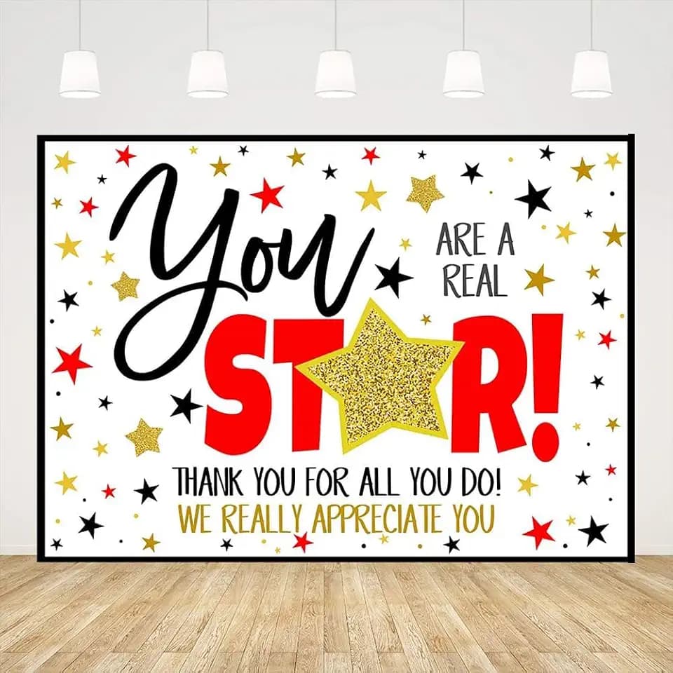 Ticuenicoa 6x4ft Thank You for All You Do Backdrop You are A Real Star We Appreciate You Photography Background Be Thankful to The Teacher Doctor Nurse Staff Employee Party Decoration Banner Supplies